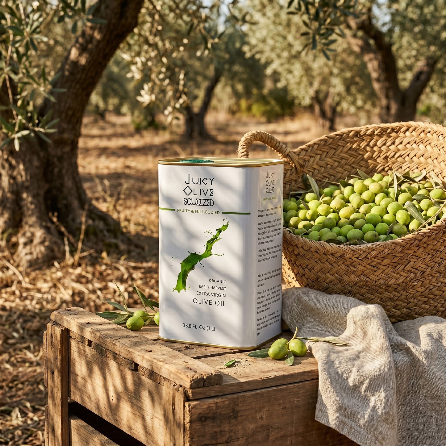 Fruity & Full-Bodied | Organic Early Harvest Extra Virgin Olive Oil | 1 L Tin | Acidity ≤0.2%