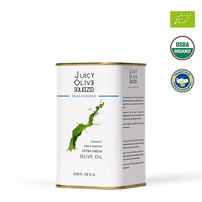 Mild & Flavorous | Organic Early Harvest Extra Virgin Olive Oil | 1 L Tin | Acidity ≤0.3%
