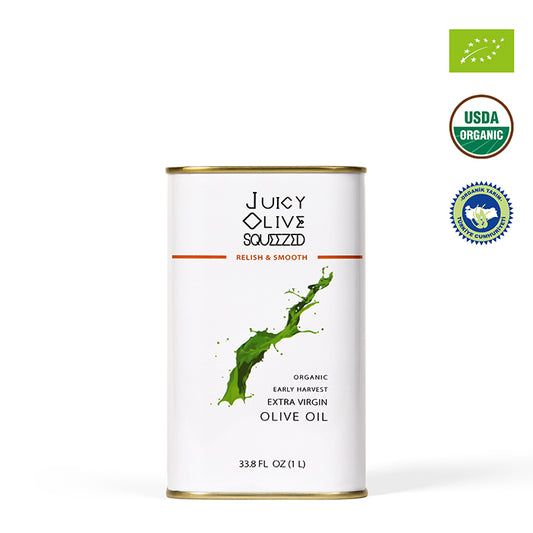 Relish & Smooth | Organic Early Harvest Extra Virgin Olive Oil | 1 L Tin | Acidity ≤0.2%